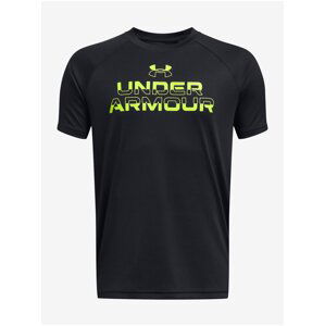 Čierne chlapčenské tričko Under Armour UA Tech Split Wordmark SS