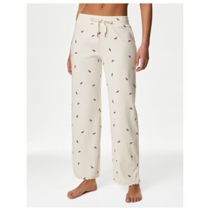 Krémové dámske vzorované pyžamové nohavice Marks & Spencer