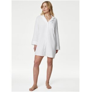 Biela dámska mušelínová nočná košeľa Marks & Spencer
