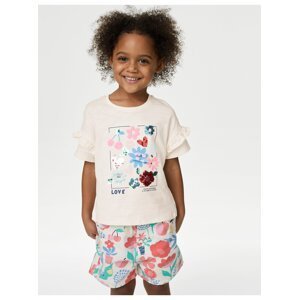 Krémové dievčenské tričko s flitrami Marks & Spencer