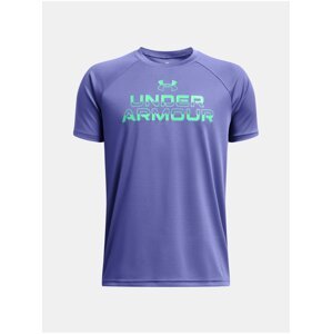 Fialové chlapčenské tričko Under Armour UA Tech Split Wordmark SS
