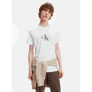 Biele pánske tričko Calvin Klein Archival Monogram Flock Tee