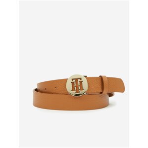 Hnedý dámsky kožený opasok Tommy Hilfiger Round Belt 3.0