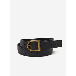 Čierny dámsky kožený opasok Tommy Jeans Logo Fashion Belt