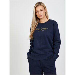 Tmavomodrá dámska mikina Tommy Hilfiger Reg Fleece Gold Script