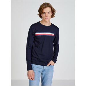 Tmavomodré pánske tričko Tommy Hilfiger Sliced Bar