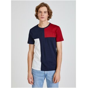 Červeno-bielo-modré pánske tričko Tommy Hilfiger Colorblock