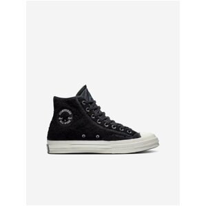 Čierne unisex členkové tenisky z umelého kožúšku Converse Chuck 70 French Binding