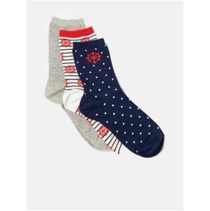 Ponožky pre ženy CAMAIEU - sivá, biela, tmavomodrá, červená