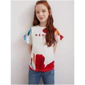 Biele dievčenské vzorované tričko Desigual Bella
