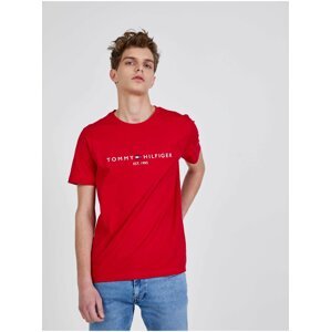 Červené pánske tričko s nápisom Tommy Hilfiger