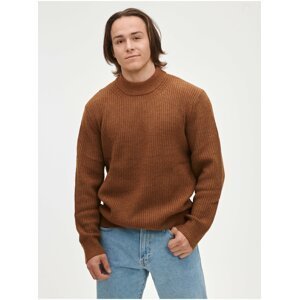 Hnedý pánsky pletený vlnený sveter GAP