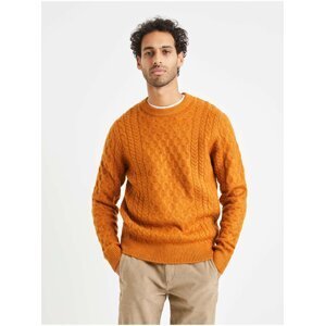 Oranžový pánsky pletený sveter Celio Veceltic