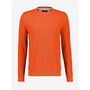Oranžový pánsky rebrovaný basic sveter LERROS