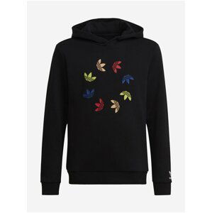 Čierna detská vzorovaná mikina s kapucou adidas Originals Hoodie