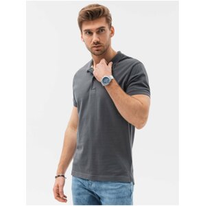 Tmavosivé pánske basic polo tričko Ombre Clothing