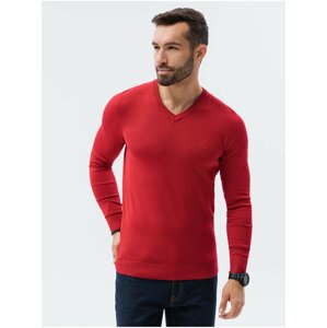 Červený pánsky basic sveter Ombre Clothing