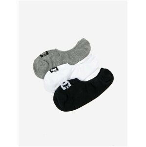 Sada tří párů ponožek v černé, bílé a šedé barvě DC