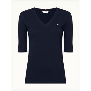 Tmavomodré dámske basic tričko Tommy Hilfiger