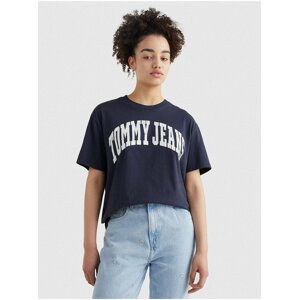 Tmavomodré dámske vzorované dlhé tričko Tommy Jeans