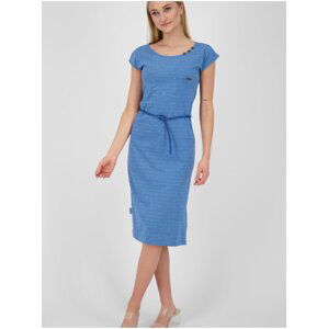 Modré dámske pruhované šaty s opaskom Alife and Kickin