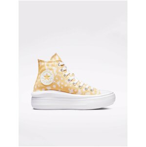 Oranžové dámske členkové tenisky na platforme Converse Chuck Taylor All Star Floral