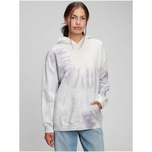 Bielo-fialová dievčenská mikina GAP teen oversized s batikou