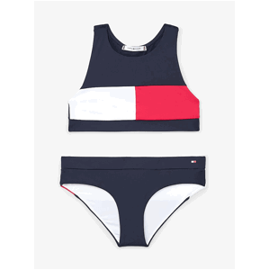 Tmavomodré vzorované dievčenské plavky Tommy Hilfiger