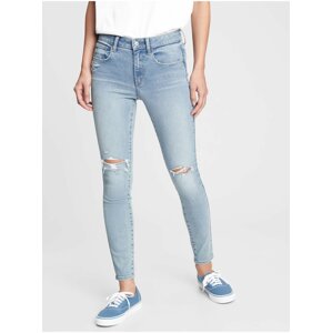 Modré dámske rifle GAP mid rise distressed universal jegging