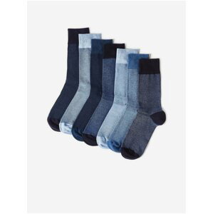 Sada siedmich párov pánskych ponožiek v modrej farbe Marks & Spencer