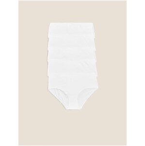 Midi nohavičky z bavlny s lycrou®, 5 ks v balení Marks & Spencer biela