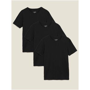 Sada troch čiernych pánskych tričiek pod košeľu s technológiou Cool & Fresh™ Marks & Spencer
