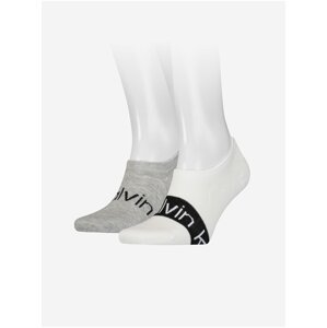Sada dvoch párov pánskych ponožiek v šedej a bielej farbe Calvin Klein