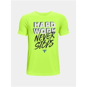 Neónovo-zelené chlapčenské tričko Under Armour UA Pjt Rock Tech HardWork SS