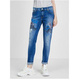 Modré dámske slim fit rifle Pepe Jeans Joey Cartoon