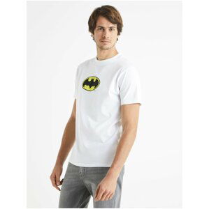 Biele pánske tričko s potlačou na chrbte Celio Batman