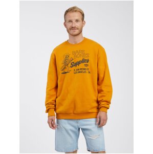 Oranžová pánska mikina s potlačou Superdry Workwear Crew Neck