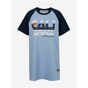 Čierno-modré dámske šaty s potlačou Superdry Cali Surf Raglan Tshirt Dress