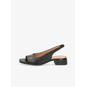 Čierne dámske kožené sandáliky na nízkom podpätku Caprice