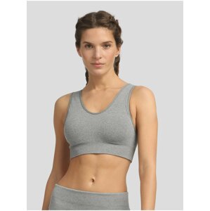 Sivá dámska športová podprsenka Dim SPORT SEAMLESS PADDED CROP TOP