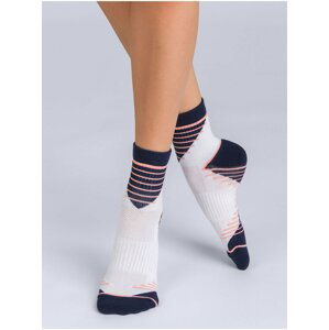 Súprava dvoch dámskych športových ponožiek v bielej a tmavo modrej farbe Dim SPORT ANKLE SOCKS MEDIUM IMPACT 2x