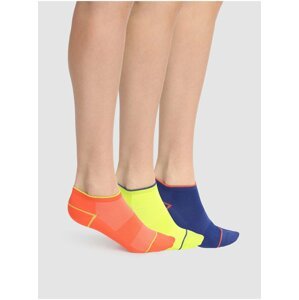 Sada troch dámskych ponožiek v oranžovej, žltej a tmavomodrej farbe Dim SPORT IN-SHOE X-TEMP 3x