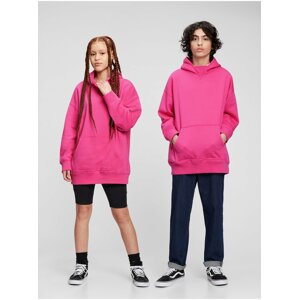 Ružová mikina GAP Teen s kapucňou oversized unisex