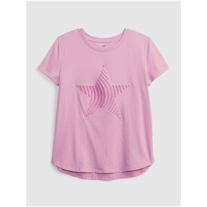 Ružové dievčenské tričko GAP oganic hviezda
