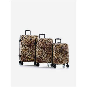 Sada troch vzorovaných cestovných kuforov v hnedej farbe Heys Brown Leopard S,M,L