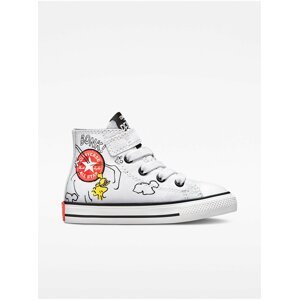 Biele detské vzorované členkové tenisky Converse Chuck Taylor All Star 1V