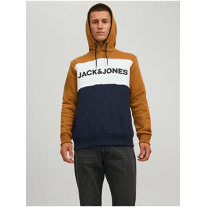 Modro-hnedá mikina s kapucňou Jack & Jones