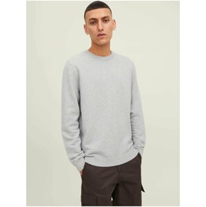 Svetlošedý rebrovaný basic sveter Jack & Jones Otto