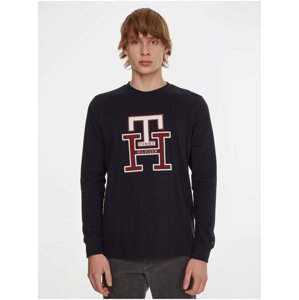 Tričká s dlhým rukávom pre mužov Tommy Hilfiger - tmavomodrá