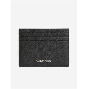 Čierne kožené puzdro na kreditné karty Calvin Klein